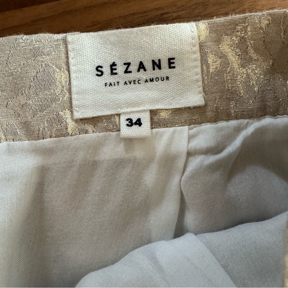 Sezane Jupe Alphonsine Golden Leopard Metallic Jacquard Mini Skirt size 2 - Picture 6 of 8